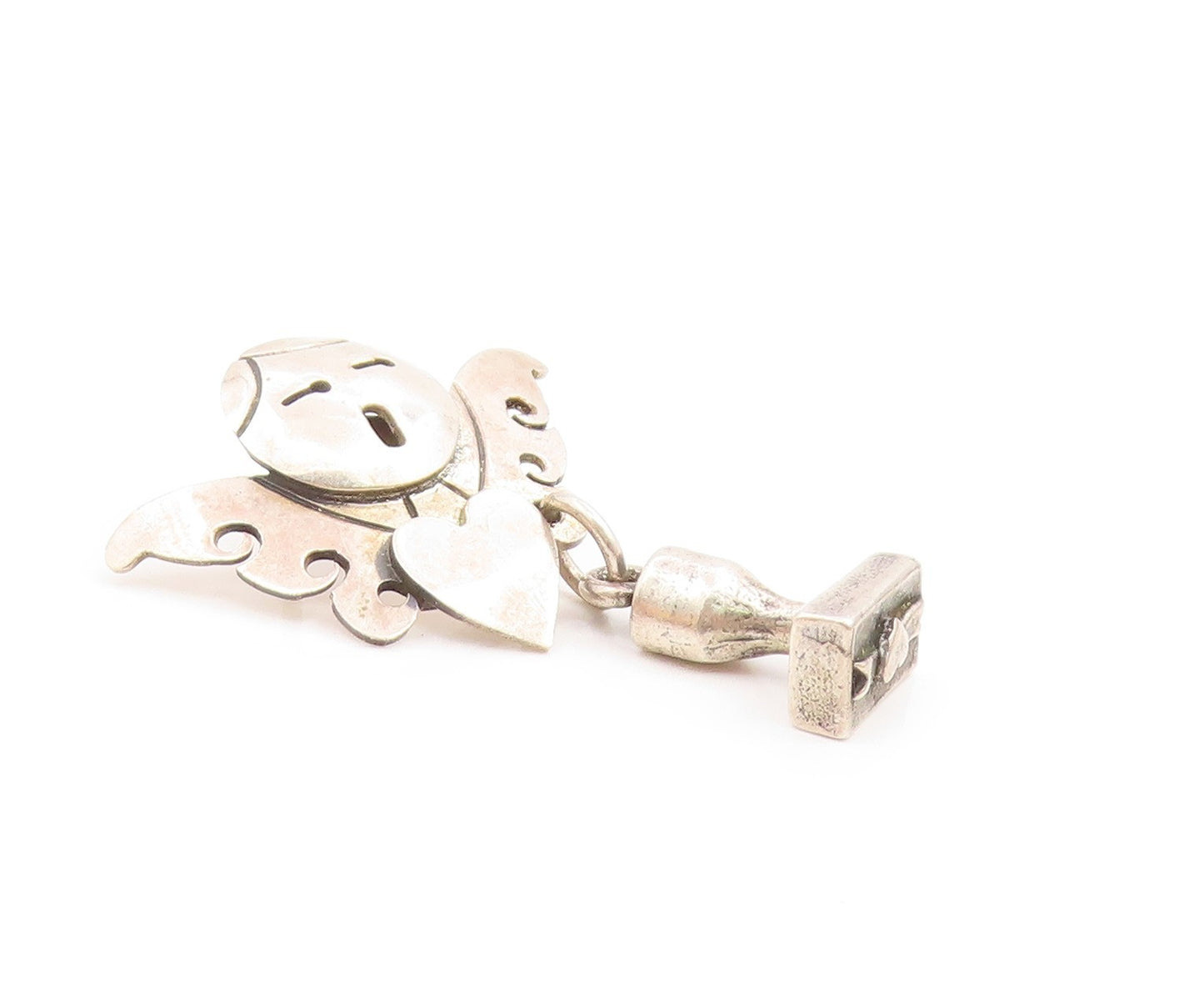 FAR FETCHED 925 Silver Vintage Angel With Love Heart & Trophy Pin  TR3411