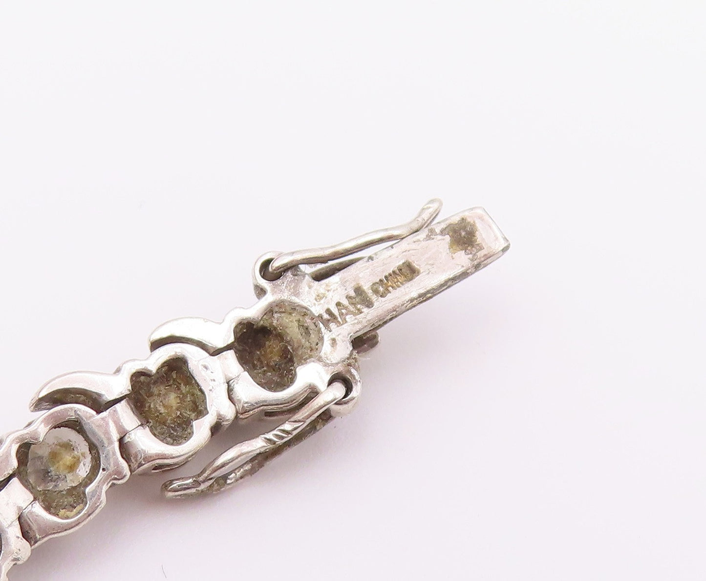 925 Sterling Silver  Shiny Round Cut Cubic Zirconia Chain Bracelet  BT7040