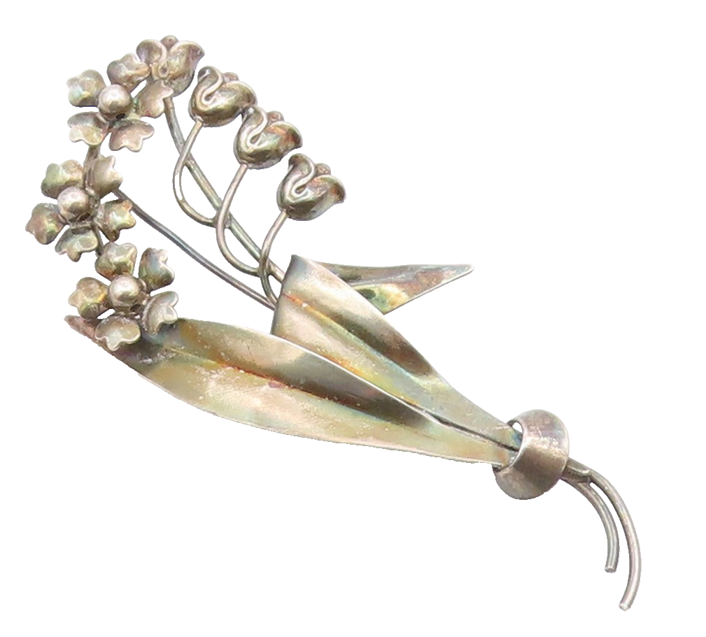 CARL ART 925 Sterling Silver  Vintage Flower Bunch Motif Brooch Pin  BP4187