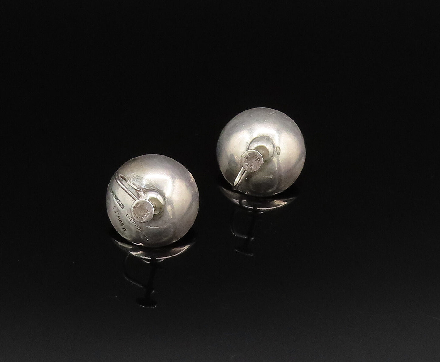 M. BOWLES 925 Silver  Vintage Enamel & Bead Ball Screw Back Earrings  EG12086