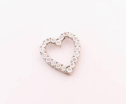925 Sterling Silver  Vintage Genuine Diamonds Open Love Heart Pendant  PT20060