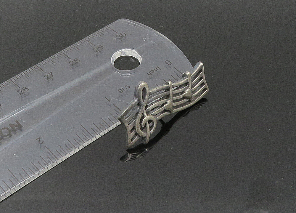 925 Sterling Silver  Vintage Treble Clef Music Notes Dark Tone  TR2999