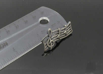 925 Sterling Silver  Vintage Treble Clef Music Notes Dark Tone  TR2999