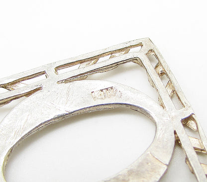 925 Sterling Silver  Vintage O Initial Etching Detail Drop Pendant  PT2236