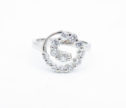 925 Sterling Silver  Shiny Cubic Zirconia Open Spiral Band Ring Sz 9  RG7268