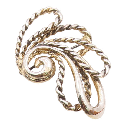 NAPIER 925 Sterling Silver  Vintage Shiny Rope Twist Swirl Brooch Pin  BP5511