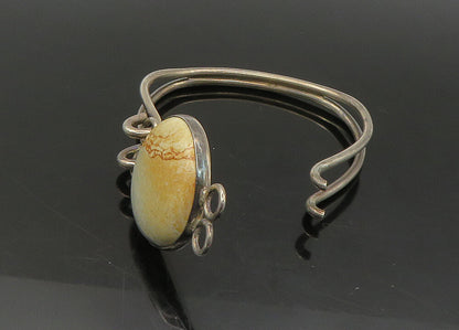 DESIGNER 925 Silver  Vintage Cabochon Cut Jasper Hook Bangle Bracelet  BT9052
