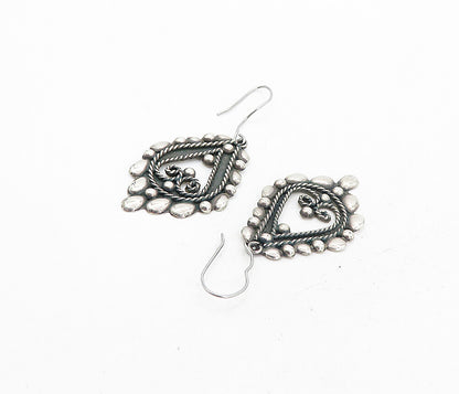 925 Sterling Silver Vintage Oxidized Twist Baroque Swirl Earrings EG4052