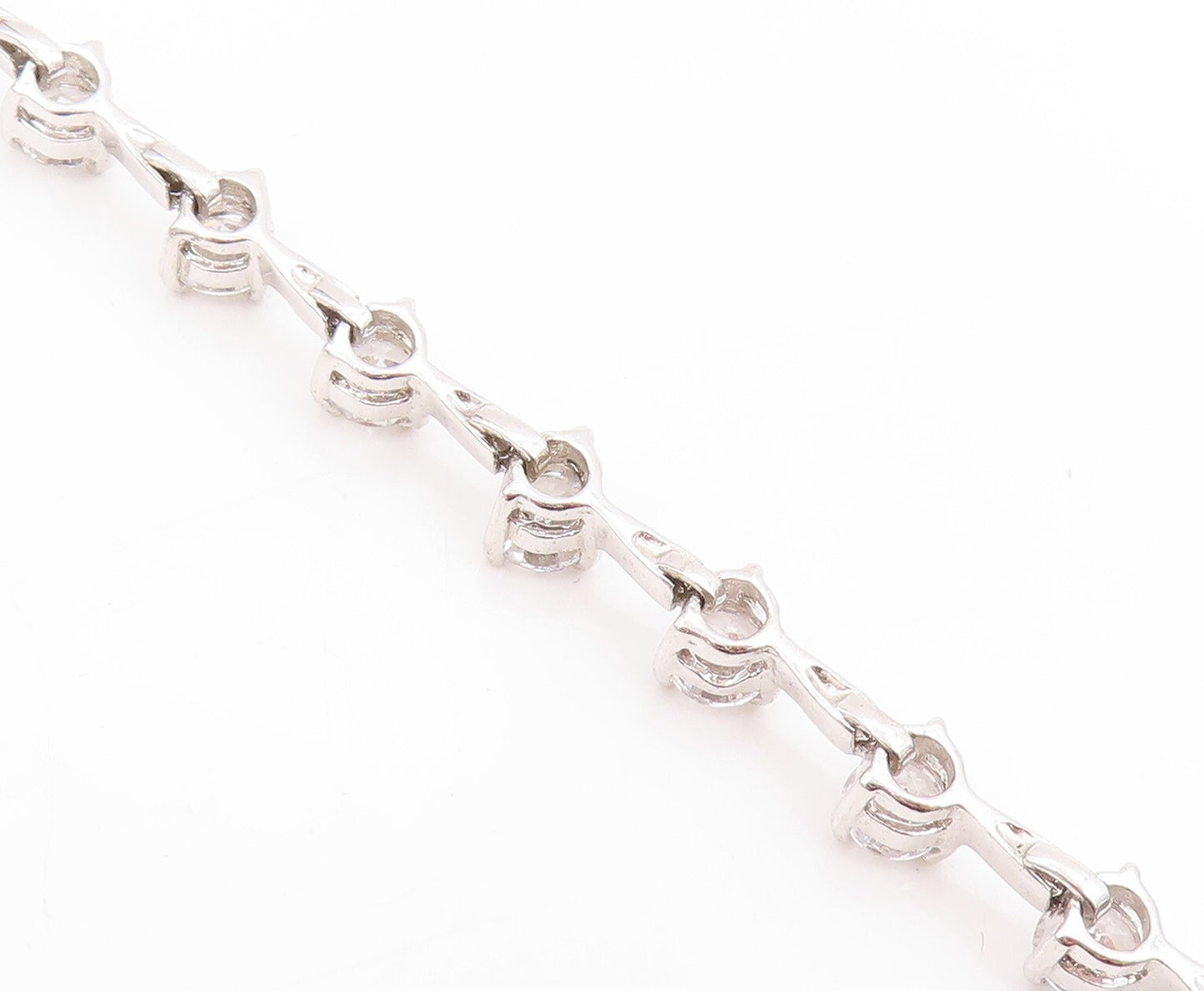 925 Sterling Silver Vintage Bracelet Minimalist Round CZ Band  BT11011