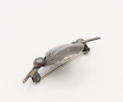 NE FROM DENMARK 925 Silver  Vintage Minimalist Leaf Stem Brooch Pin  BP10184