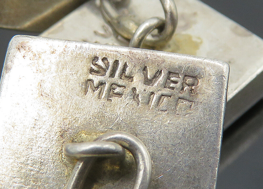 MEXICO 925 Sterling Silver  Vintage Minimalist Square Shiny Cufflinks  TR2985