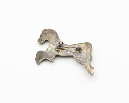 925 Sterling Silver  Vintage Dark Tone Leaping Horse Smooth Brooch Pin  BP7298
