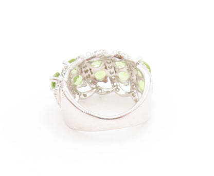 925 Sterling Silver Vintage Ring Round Peridot & CZ Crossover Band Sz 6 RG33734