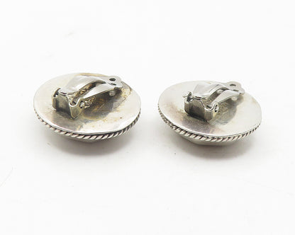 MEXICO 925 Sterling Silver  Vintage Button Twist Non Pierce Earrings  EG6118