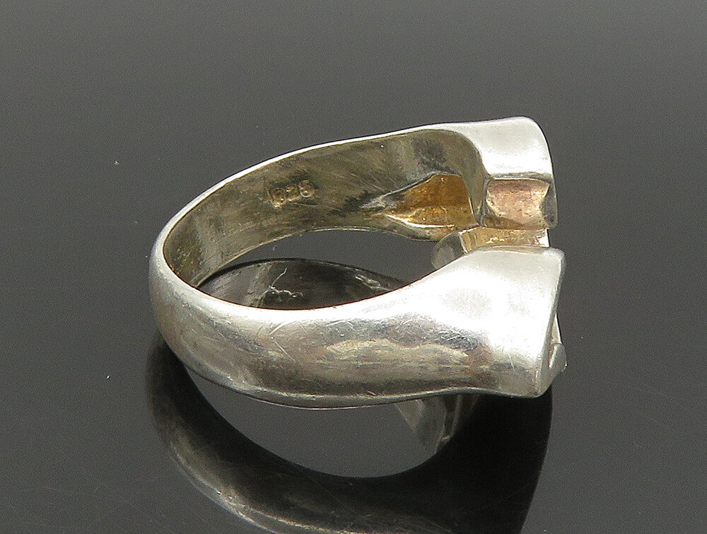 SEZGIN 925 Silver  Vintage Shiny Abstract Cut Out Band Ring Sz 6.5  RG24114