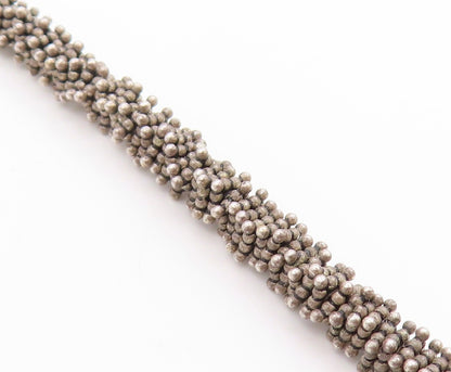 925 Sterling Silver Vintage Necklace Dark Tone Twisted Beaded Choker  NE4615