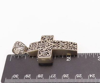 925 Sterling Silver Vintage Pendant CAROLYN POLLACK Swirly Cutout Cross  PT23311