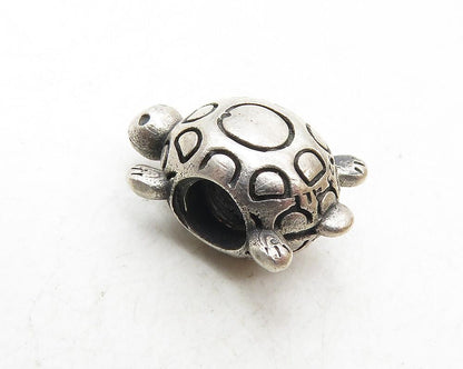925 Sterling Silver  Vintage Shiny Petite Turtle Motif Slide Pendant  PT7546