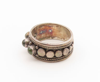 925 Sterling Silver Vintage Ring Classic Cabochon Peridot Band  Sz 8.5  RG36943