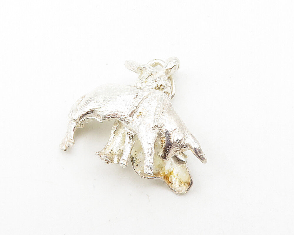 925 Sterling Silver  Vintage Shiny Petite Bull & Rider Drop Pendant  PT8799