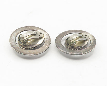 MEXICO 925 Silver  Vintage Hematite Dark Tone Twist Non Pierce Earrings EG6054