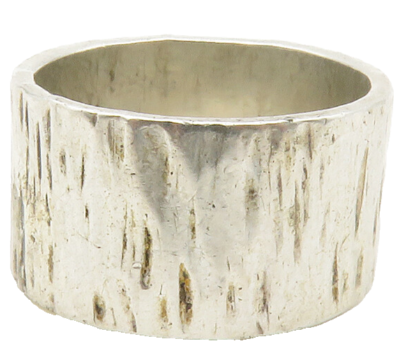 DESIGNER 925 Silver  Vintage Shiny Textured Round Band Ring Sz 6  RG14522