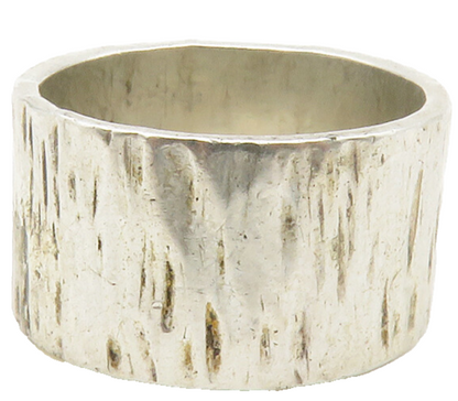 DESIGNER 925 Silver  Vintage Shiny Textured Round Band Ring Sz 6  RG14522