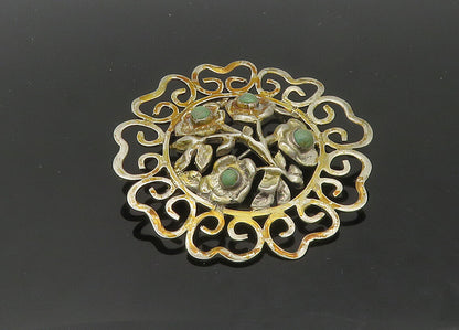 MEXICO 925 Sterling Silver  Vintage Turquoise Pretzel Brooch Pin  BP8261
