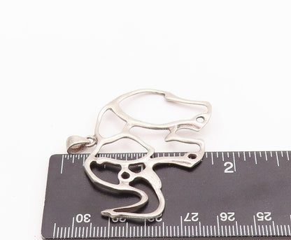 925 Sterling Silver Vintage Pendant Stencil Cutout Happy Elephant  PT23234