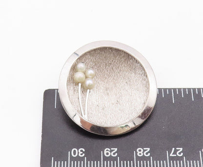 925 Sterling Silver Vintage Brooch Pin Designer Rough Finish Beaded Dome BP10922