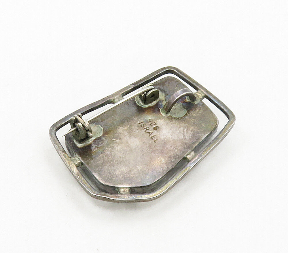 ISRAEL 925 Sterling Silver  Vintage Eilat Stone Oxidized Brooch Pin  BP6414