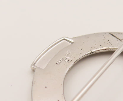 925 Silver  Vintage Polished Accent Good Luck Horseshoe Brooch Pin  BP10201