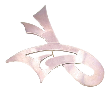 MEXICO 925 Sterling Silver  Vintage Dark Tone Cutout Ribbon Brooch Pin  BP3903