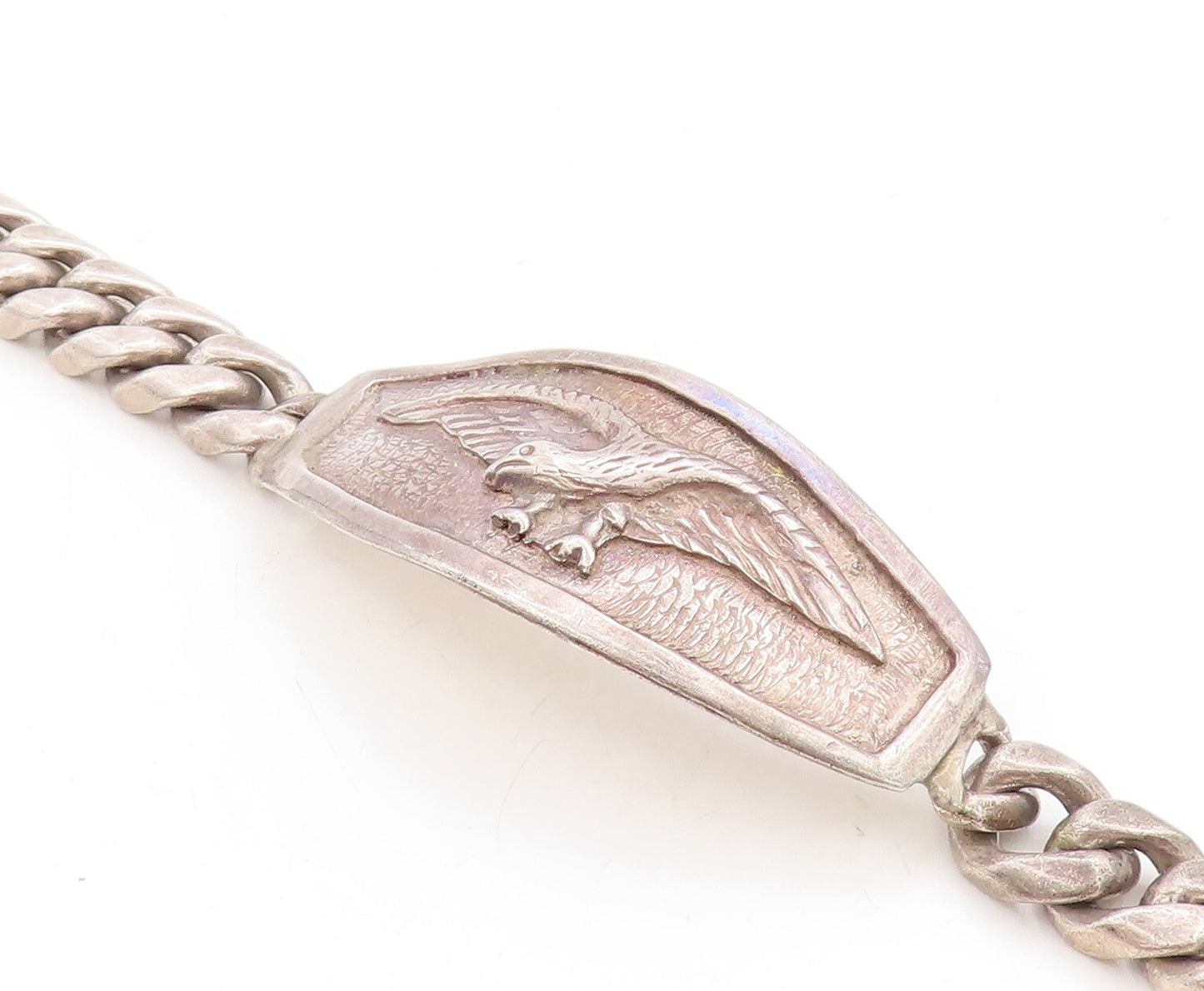 925 Sterling Silver Vintage Bracelet MEXICO Curb Linked Flying Bird  BT10957
