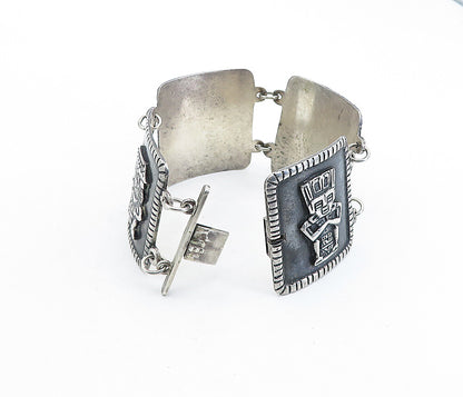 925 Sterling Silver Vintage Traditional Storyteller Solid Chain Bracelet BT1502