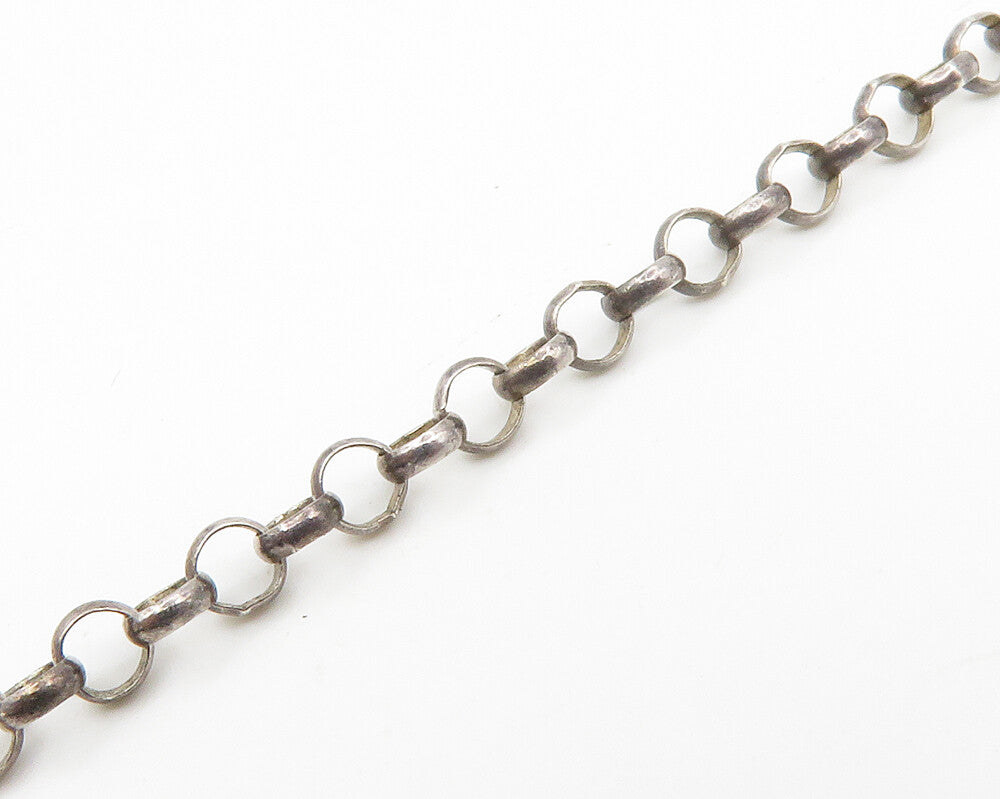925 Sterling Silver  Vintage Hematite Chrysocolla & Onyx Chain Necklace NE2302
