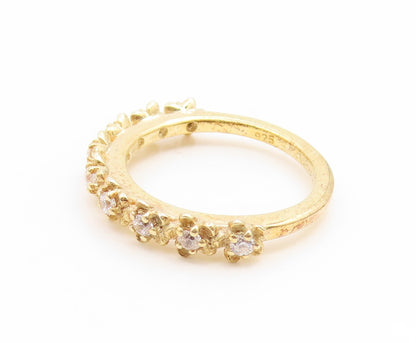 925 Sterling Silver Vintage Ring Gold Plated CZ Floral Link Band  Sz 7  RG35214