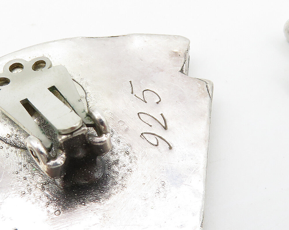 DESIGNER 925 Silver  Vintage Shiny Modernist Non Pierce Drop Earrings  EG9010