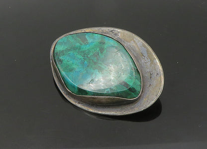 ISRAEL 925 Sterling Silver  Vintage Heavy Eilat Stone Brooch Pin  BP8492