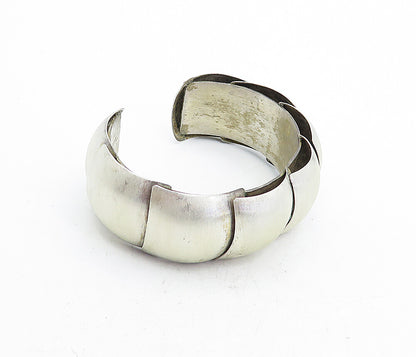 925 Sterling Silver  Vintage Matte Segmented Design Cuff Bracelet  BT1860