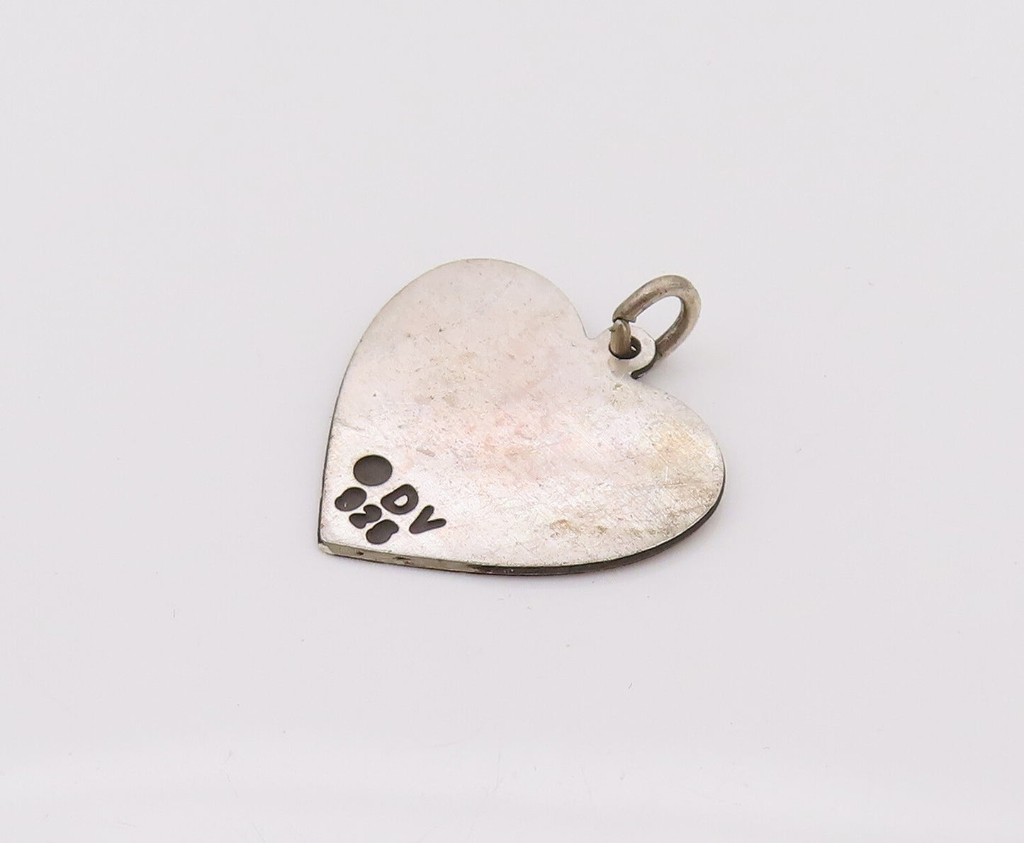 925 Sterling Silver Vintage Mini Love Heart Printed I Love Tap Pendant PT22149