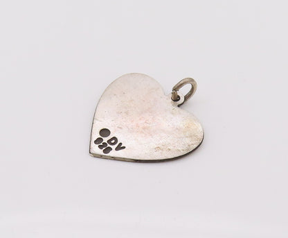 925 Sterling Silver Vintage Mini Love Heart Printed I Love Tap Pendant PT22149
