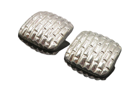 925 Sterling Silver  Vintage Shiny Brick Layer Non Pierce Earrings  EG5151