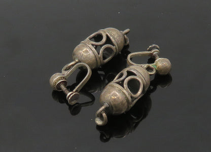 TAXCO 925 Sterling Silver  Vintage Dark Tone Non Pierce Drop Earrings  EG10282