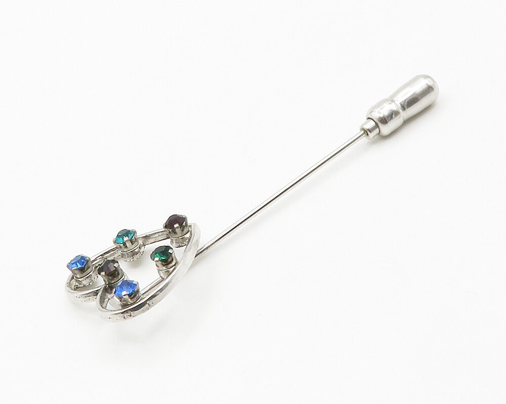 ANSON 925 Sterling Silver Multi Color Topaz Love Heart Lapel Pin TR2075
