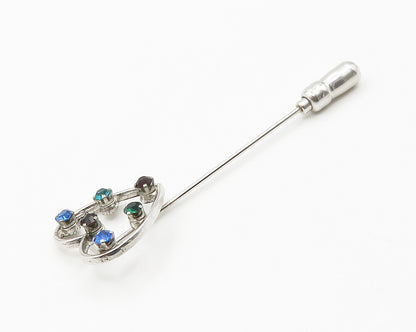 ANSON 925 Sterling Silver Multi Color Topaz Love Heart Lapel Pin TR2075