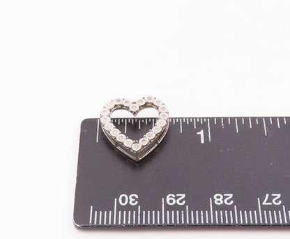 925 Sterling Silver  Vintage Genuine Diamonds Open Love Heart Pendant  PT20060