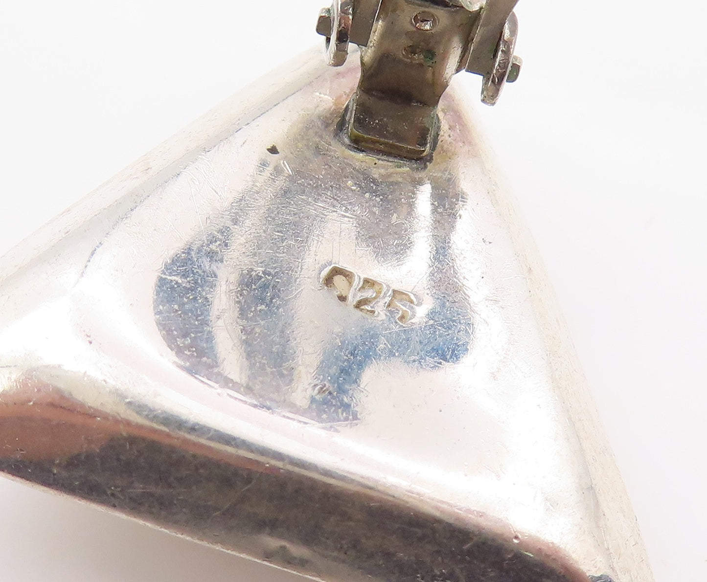 925 Sterling Silver Vintage Earrings Solid Puffy Triangular Clip On  EG13902
