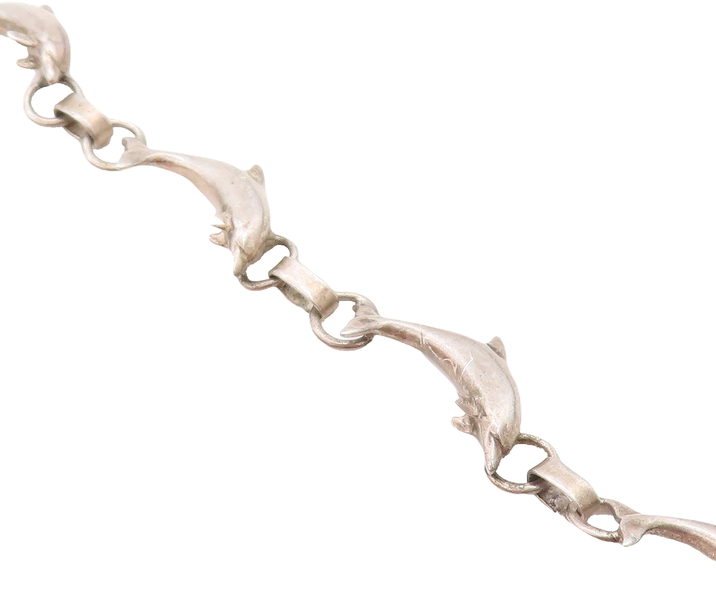 925 Sterling Silver  Vintage Dark Tone Leaping Dolphin Chain Bracelet  BT2306