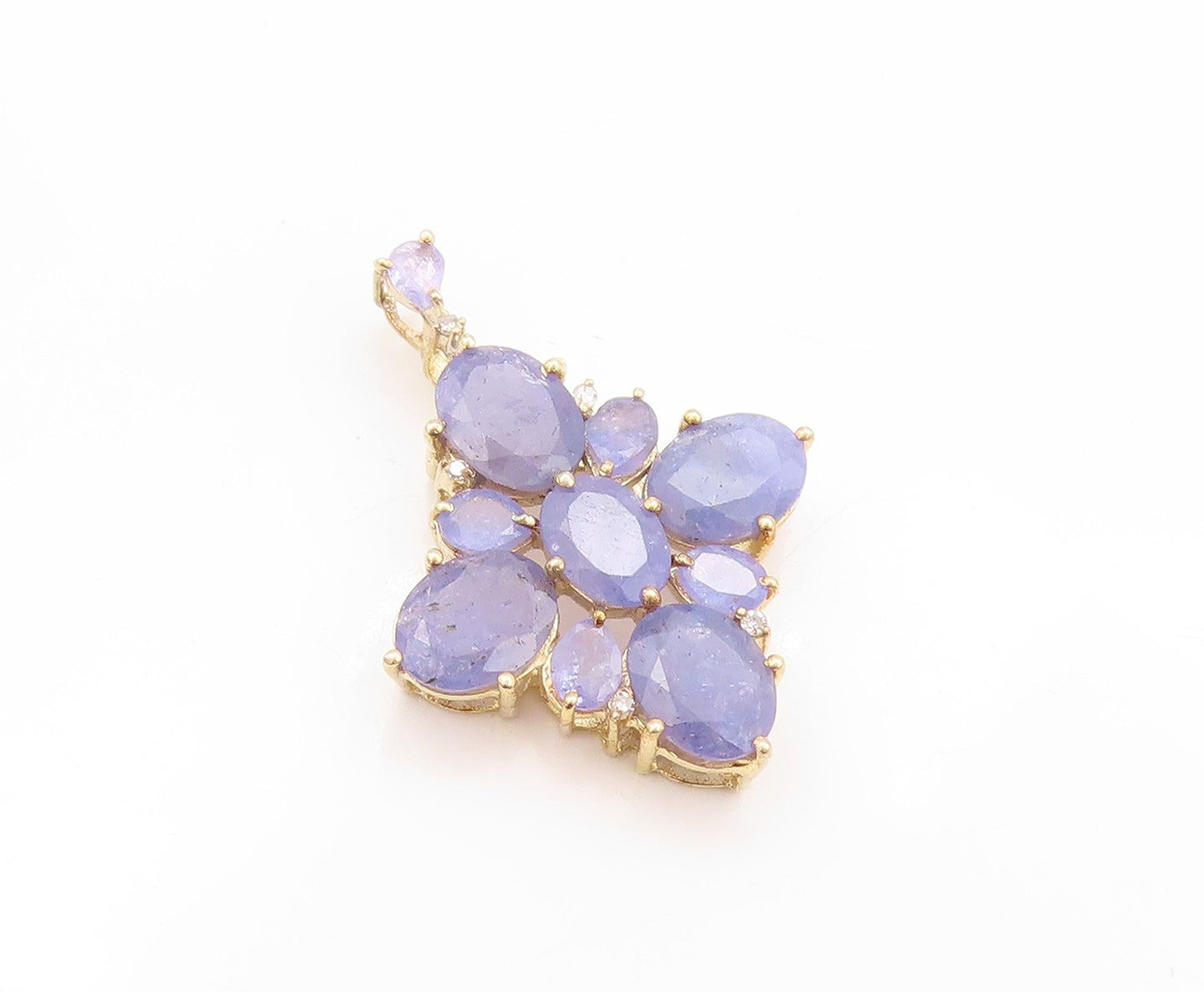925 Sterling Silver Vintage Pendant Gold Plated Oval Drop Cut Tanzanite  PT24156